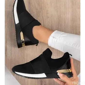 2022 Модная Повседневная спортивная обувь с Дышащей сеткой, обувь на плоской платформе, Легкие кроссовки на танкетке, Женская Вулканизированная обувь Zapatillas