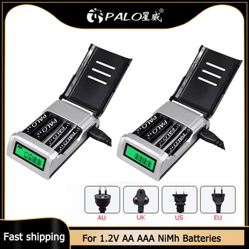 ЖК-дисплей PALO С 4 слотами Smart Intelligent Battery Charger Для быстрой зарядки Аккумуляторов 1.2V AA/AAA NiCd NiMH