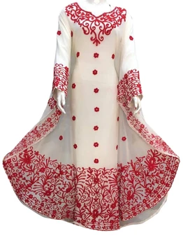 Длинное Платье из Жоржета, Красное Рабочее Марокканское Платье Фараша, Вечернее Платье, Арабское Платье