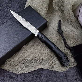 Дамасский мини-карманный складной нож с ручкой из алюминиевого сплава для выживания EDC ножи для кемпинга охотничий инструмент