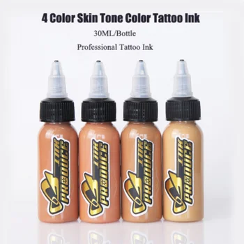 30 МЛ Профессиональных чернил для татуажа, покрывающих кожу, 4 цвета, Натуральный Боди-арт, Перманентный макияж, Легкий красящий пигмент для татуировщика