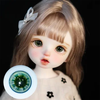 Глазные яблоки куклы BJD подходят для 1/3 1/4 1/6 размера маленькая радужная оболочка с зеленым блестящим узором стеклянные аксессуары для кукол-глазных яблок