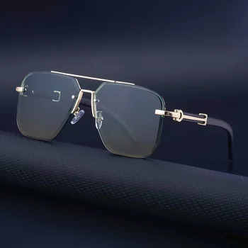 2023 Новый Дизайн Солнцезащитных очков Для Мужчин, Квадратные Градиентные Солнцезащитные очки Для Женщин, Мужские Квадратные Ретро-Очки Без Оправы Gafas De Sol Lentes