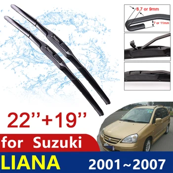 для Suzuki Liana 2001 ~ 2007 Седан Хэтчбек Универсал, Стеклоочистители Переднего стекла, автомобильные щетки для стеклоочистителей, автомобильные аксессуары, наклейки