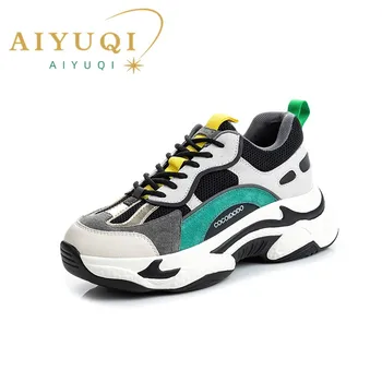 Женские кроссовки AIYUQI, весна 2023, новая дышащая женская спортивная обувь из натуральной кожи, повседневные кроссовки для женщин
