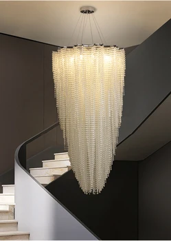 Современная хрустальная люстра для столовой, роскошный домашний декор, хромированная светодиодная лампа Cristal для Большой лестницы