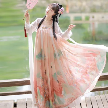 Женская нагрудная юбка Hanfu Юбка в китайском стиле Fairy Air Элегантный Древний Стиль На каждый день Весна и осень Древний костюм Полный комплект