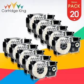 20PK Совместимый для Casio XR-18X XR 18X18 мм Черная прозрачная кассетная этикетка для принтера этикеток KL-60-L KL-120L EZ Клейкая лента