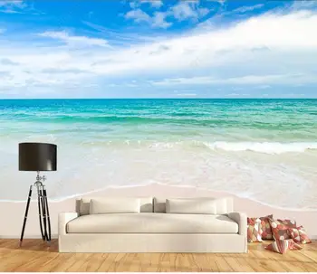 3d фотообои индивидуальная фреска океан берег моря морской пляж голубое небо волны картина домашний декор обои для спальни для стен 3d