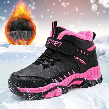 Детская обувь для девочек и мальчиков, нескользящие зимние ботинки на теплом меху, водонепроницаемые кроссовки, Детская уличная обувь, резиновые сапоги с подкладкой