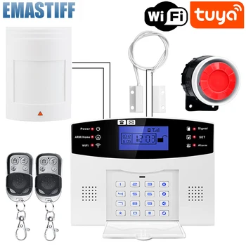 Беспроводная Охранная Сигнализация для Дома GSM Wifi Tuya Smart Life App Control Комплект Охранной сигнализации с Датчиком Двери работа с Alexa