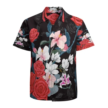 Мужская гавайская рубашка с коротким рукавом Быстросохнущая дышащая пляжная рубашка