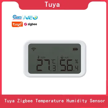 Датчик температуры и влажности Tuya Zigbee С прозрачным ЖК-дисплеем Tuya App Smart Home Перекрестная протокольная связь Сцены
