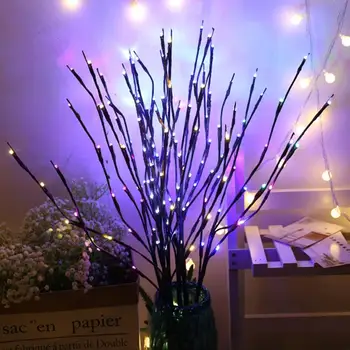 20 Ламп LED Лампа в виде ветки Ивы Цветочный ночник Ваза Цветочные светильники Для дома Рождество День Рождения Украшение Сада