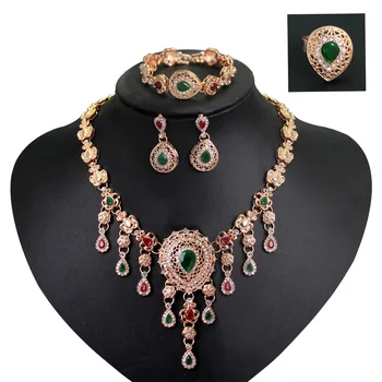 Ювелирный набор из четырех предметов с бриллиантовым ожерельем и драгоценными камнями на выбор для женщин