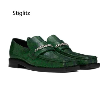 Новинка 2023 года; мужская обувь из натуральной кожи в британском стиле; повседневная деловая обувь с квадратным носком в виде рыбьей чешуи; мужские модельные туфли для вечеринок;