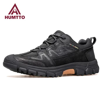 Кожаная мужская обувь HUMTTO, роскошные дизайнерские кроссовки для мужчин, дышащая уличная мужская спортивная обувь, Модные черные повседневные кроссовки