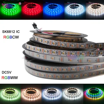 DC5V 1 м/4 м/5 м SK6812 (аналог ws2812b) 4 цвета в 1 RGBW + NW/CW/WW светодиодная лента 30/60/144 светодиодов/м IP30/IP67 адресуемый