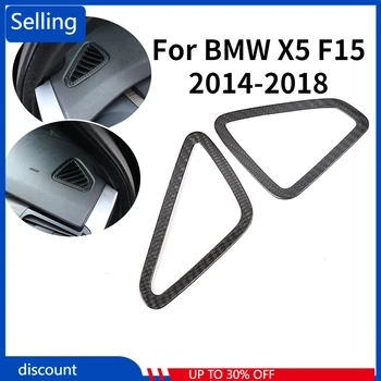 Для BMW X5 F15 2014-2018 Автомобильные Аксессуары Из 2 предметов Из Настоящего Углеродного Волокна, Вентиляционное Отверстие на приборной панели Автомобиля, Рамка Для Отделки, Наклейка Для LHD AD