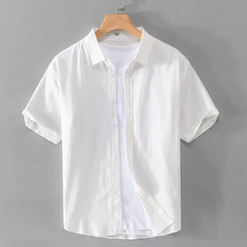 2023 Модная Летняя Мужская Повседневная рубашка из оксфордского текстиля с короткими рукавами, Удобный молодежный простой топ из тонкого чистого хлопка для мужчин