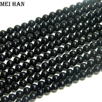 Meihan оптовая продажа (2 нити/комплект) натуральная 4 мм черная шпинель гладкие круглые свободные бусины для изготовления ювелирных изделий DIY браслет ожерелье