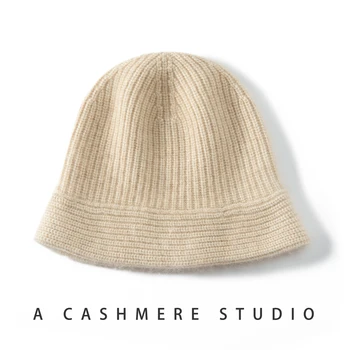 MERRILAMB, зимние шапки-ведра для женщин, Модная высококачественная 100 кашемировая шапка, женская новая однотонная мягкая теплая вязаная уличная шапка