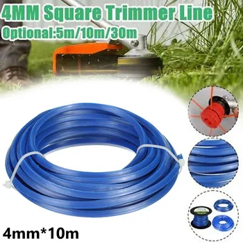 4 мм X 10 м Линия для обрезки газонокосилки, синий нейлоновый квадратный триммер, линия для стрижки, шнур для кустореза, веревка, катушка для садового триммера, работает
