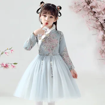 Новогодняя одежда для девочек, китайский Хань Фу для девочек, детский Драматический халат, платье для китайского традиционного древнего представления