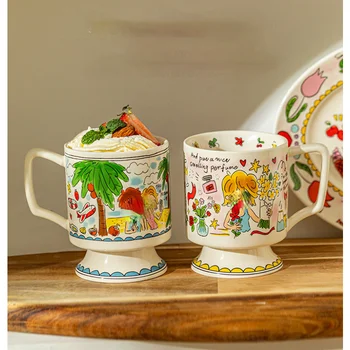 Кружка для девочек, керамическая чашка для завтрака, домашняя пара, Чашка для воды, милая чашка, симпатичная кофейная чашка