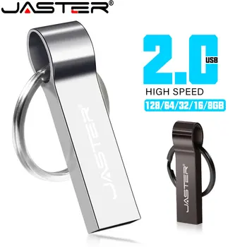 JASTER USB Флэш-Накопители Mini Metal 64GB Silver 32GB Black Бесплатный Пользовательский Логотип Подарочный Брелок Для Ключей Фотография Памятная Карта Памяти