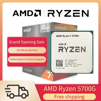 Новый процессор AMD Ryzen 7 5700G R7 5700G CPU 3,8 ГГц, 8-ядерный 16-потоковый разъем 65 Вт, AM4 без вентилятора