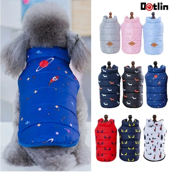 Зимняя теплая одежда для собак, пальто для собак, жилет, куртка, хлопковая одежда для домашних животных с милым принтом для щенков, бульдогов Чихуахуа, костюм йоркширского кота