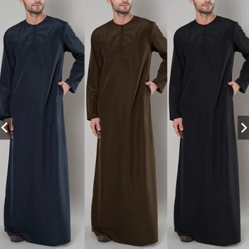Новая Мусульманская одежда, Мужская Модная Свободная Длинная рубашка на молнии, халат-кафтан из Саудовской Аравии, Исламское Молитвенное платье, Халат, Мужская одежда