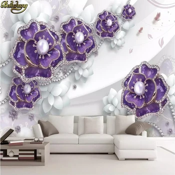 beibehang пользовательские фотообои обои для гостиной с тиснением фиолетовых цветов цветочные обои 3D фрески фон для обоев