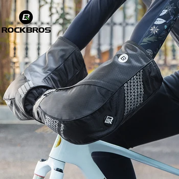 Зимние велосипедные перчатки ROCKBROS, Теплые флисовые Ветрозащитные перчатки для руля, Велосипедные Рукавицы, Перчатки для мотоциклов MTB