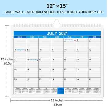 Ежемесячный Настенный календарь-планировщик с июля 2021 по декабрь 2022 года для организации планирования на весь месяц и год с двухпроводной привязкой