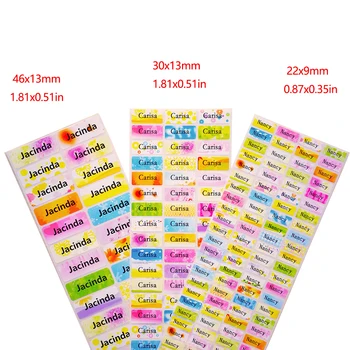 Индивидуальные именные наклейки 3 размера, Цветочная бирка, Персонализированная Водонепроницаемая Школьная этикетка, Многоцелевая Разноцветная