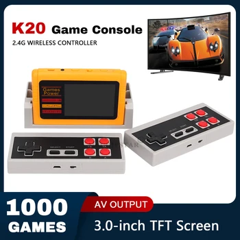Игровая приставка K20 Classic 1000 В 1, 8-разрядные Портативные портативные консоли с двойным контроллером, 3,0-дюймовый TFT-экран Для мальчиков, подарки