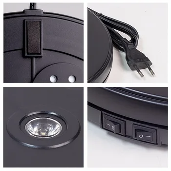 Диаметр 25СМ черный сверхмощный вращающийся дисплей стенд поворотный поворотный стол со светодиодной подсветкой (грузоподъемность 10 кг ориентированных)