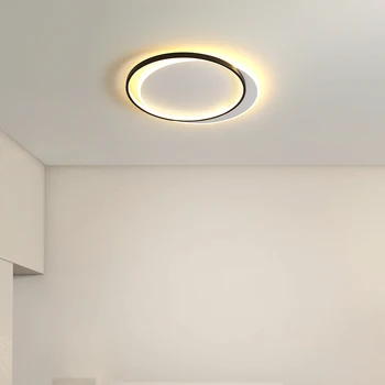 Скандинавский креативный черный потолочный светильник для спальни, дома, гостиной, Акриловый современный светодиодный потолочный светильник с регулируемой яркостью, ультратонкая Кухня