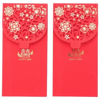 40 шт. Китайские красные конверты, Конверты на удачу, Свадебные конверты, красный пакет для новогодней свадьбы (7X3,4 дюйма)