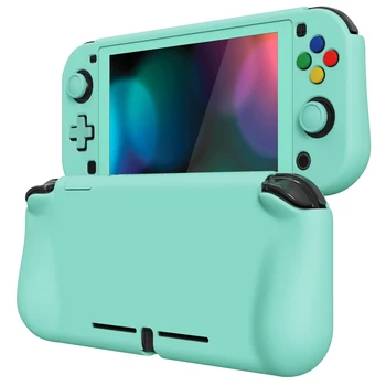 Эргономичный защитный чехол PlayVital ZealProtect для Nintendo Switch Lite с защитной пленкой для экрана и ручками для большого пальца - Туманно-зеленый