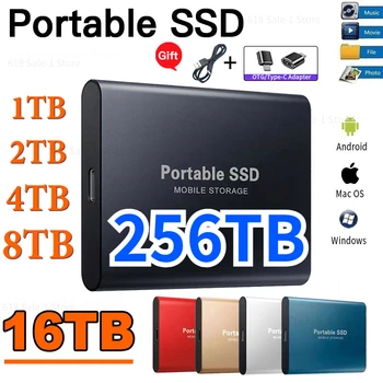 1 ТБ 2 ТБ SSD Портативный Внешний USB 3.1 Type-C SSD Внешний жесткий диск Флэш-накопитель 8 ТБ 256 ТБ Жестких дисков 외장하드 для Ноутбуков/ПК/ps4