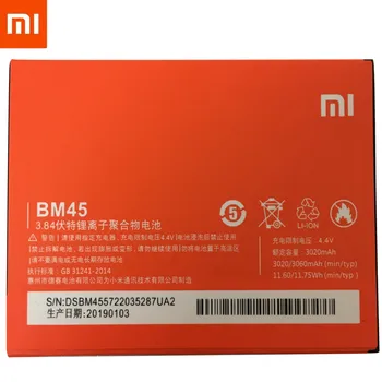 2019 НОВЫЙ 100% Оригинальный Аккумулятор BM45 Для телефона Xiaomi RedMi Note 2 Bateria Hongmi Real 3060mAh Мобильный Сменный Аккумулятор