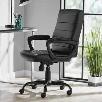 Офисное кресло менеджера из натуральной кожи со средней спинкой, черные стулья, барные стулья, уличный барный стул