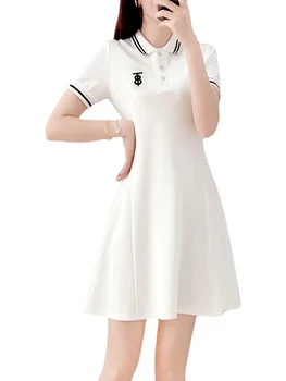 Женское платье для гольфа с вышивкой, хлопковое универсальное весенне-летнее новое корейское издание, тонкая широкая юбка, Спортивная юбка 