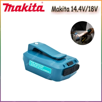 Makita 14,4 В/18 В Lion Batterij Двойной USB Конвертер Poort Met Светодиодный Прожектор Наружный Zaklamp Voor makita Batterijen