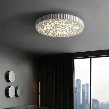Дизайнерский потолочный светильник в скандинавском стиле, белый потолочный светильник для гостиной, Круглые светильники, кабинет, Домашний минималистичный светильник для помещений