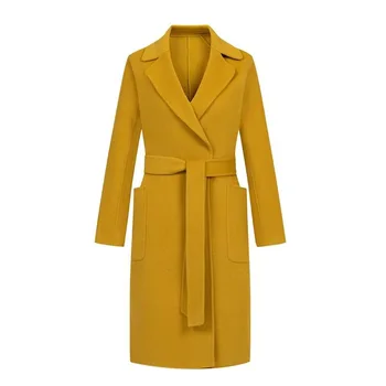 Высококачественное 2023 новое весеннее красное двустороннее шерстяное женское пальто средней длины, британское шерстяное твидовое пальто, женское