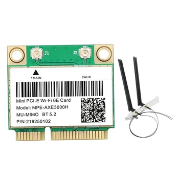 MPE-AXE3000H Wifi Карта С антенной WiFi 6E 2400 Мбит/с Mini PCI-E Для BT 5,2 802.11AX 2,4 G/5G/6GHz Запасные части сетевой карты Wlan